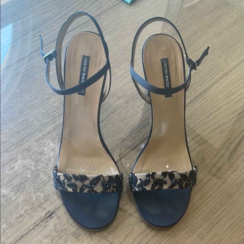 Bruno Magli Black and Tan Heels made in Italy